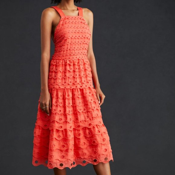 Anthropologie  MAEVE EYELET HALTER MIDI DRESS - Picture 7 of 15